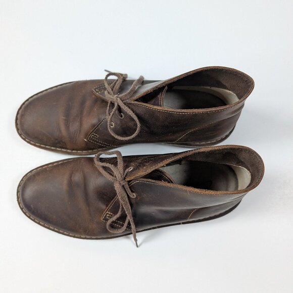 Great cond. CLARKS Bushacre 2 Men's Leather Chukka Boots Brown size 10 - Picture 3 of 13